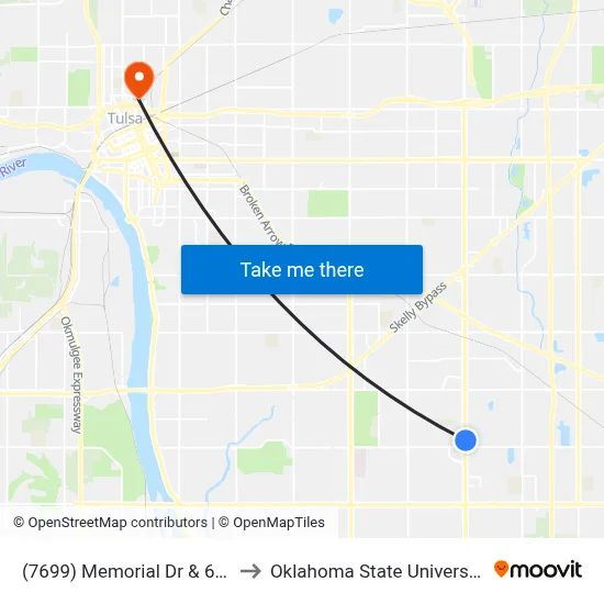 (7699) Memorial Dr & 60th St Nb to Oklahoma State University - Tulsa map