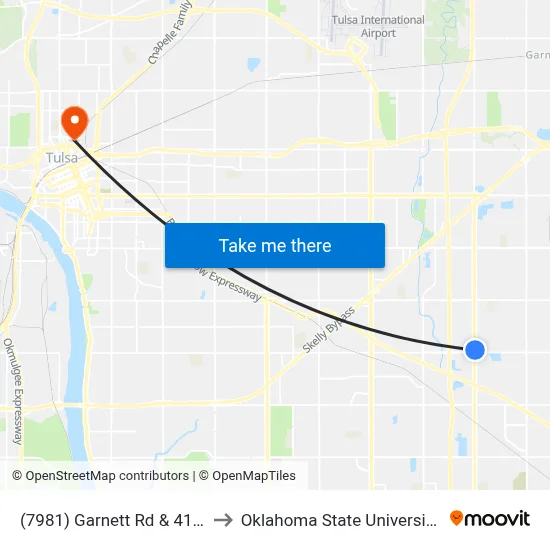 (7981) Garnett Rd & 41st St Nb to Oklahoma State University - Tulsa map