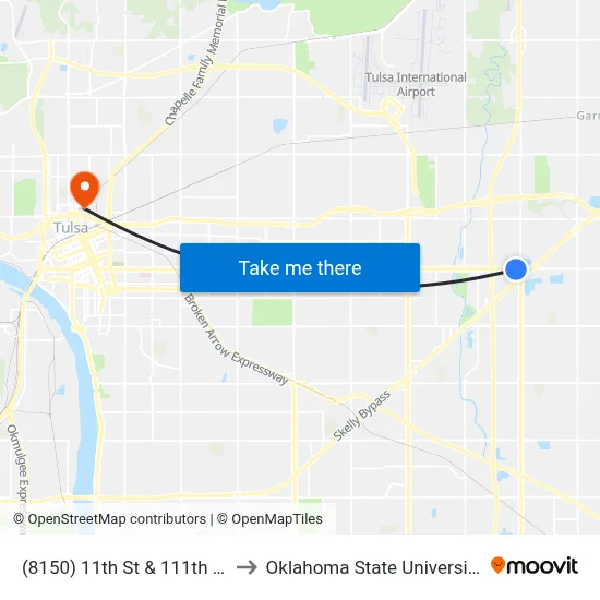 (8150) 11th St & 111th E Ave Eb to Oklahoma State University - Tulsa map