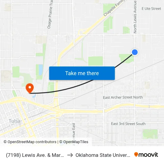(7198) Lewis Ave. & Marshal St. Nb to Oklahoma State University - Tulsa map