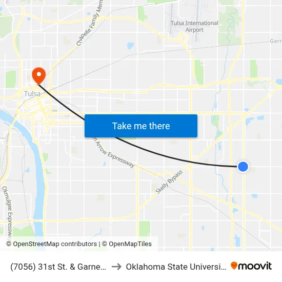 (7056) 31st St. & Garnett Rd. Wb to Oklahoma State University - Tulsa map