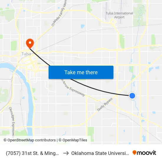 (7057) 31st St. & Mingo Rd. Wb to Oklahoma State University - Tulsa map