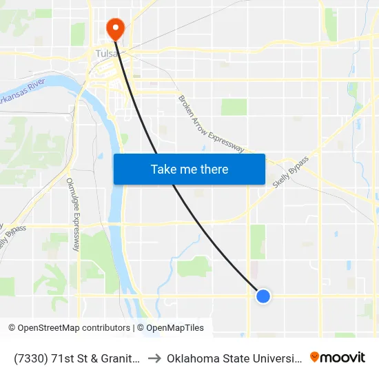 (7330) 71st St & Granite Ave Eb to Oklahoma State University - Tulsa map