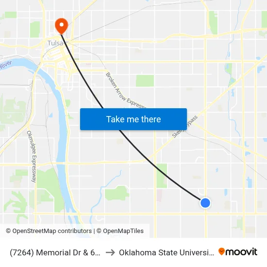 (7264) Memorial Dr & 66th St Sb to Oklahoma State University - Tulsa map