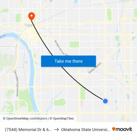 (7544) Memorial Dr & 63rd St Sb to Oklahoma State University - Tulsa map