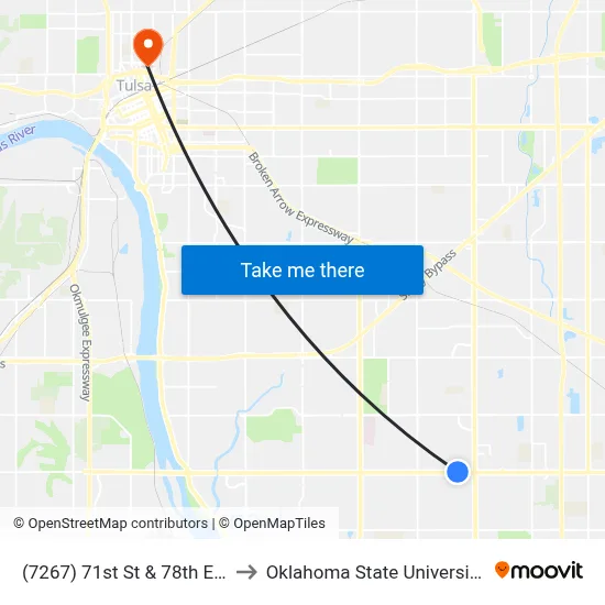 (7267) 71st St & 78th E Ave Wb to Oklahoma State University - Tulsa map