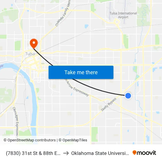(7830) 31st St & 88th E Ave Wb to Oklahoma State University - Tulsa map