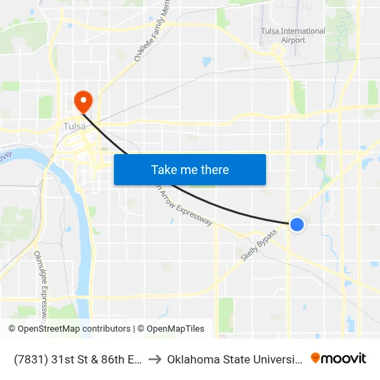(7831) 31st St & 86th E Ave Wb to Oklahoma State University - Tulsa map
