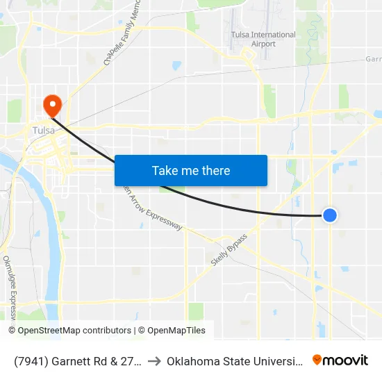(7941) Garnett Rd & 27th St Sb to Oklahoma State University - Tulsa map