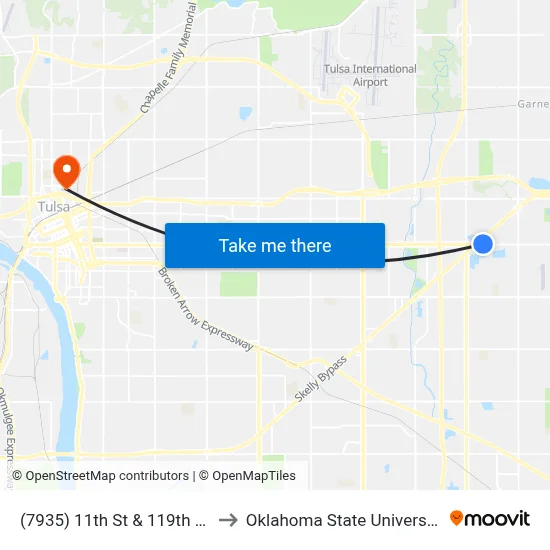 (7935) 11th St & 119th E Ave Wb to Oklahoma State University - Tulsa map