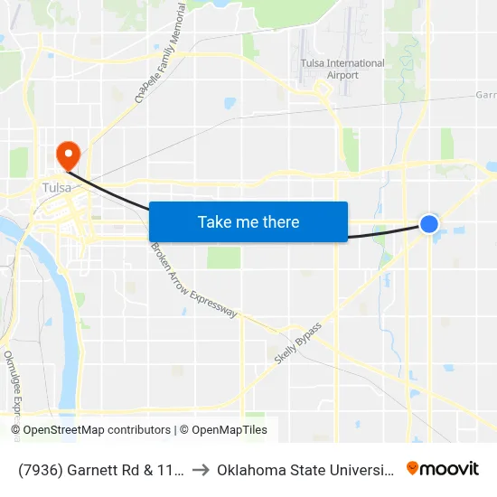 (7936) Garnett Rd & 11th St Sb to Oklahoma State University - Tulsa map