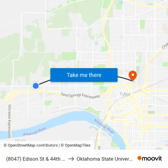 (8047) Edison St & 44th W Ave Wb to Oklahoma State University - Tulsa map