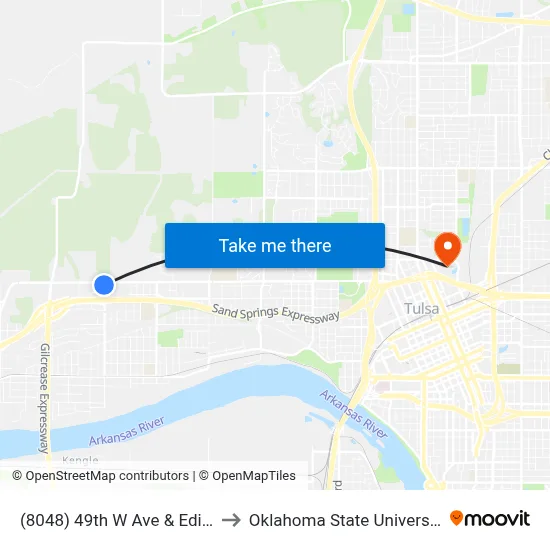 (8048) 49th W Ave  & Edison St Sb to Oklahoma State University - Tulsa map