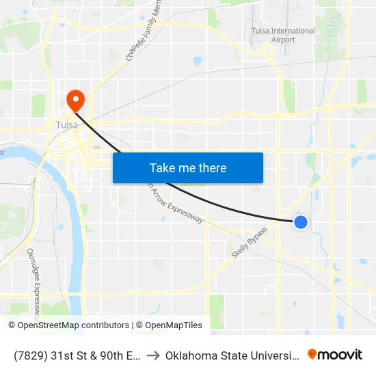 (7829) 31st St & 90th E Ave Wb to Oklahoma State University - Tulsa map