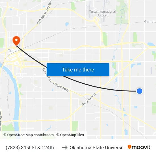 (7823) 31st St & 124th E Ave Wb to Oklahoma State University - Tulsa map