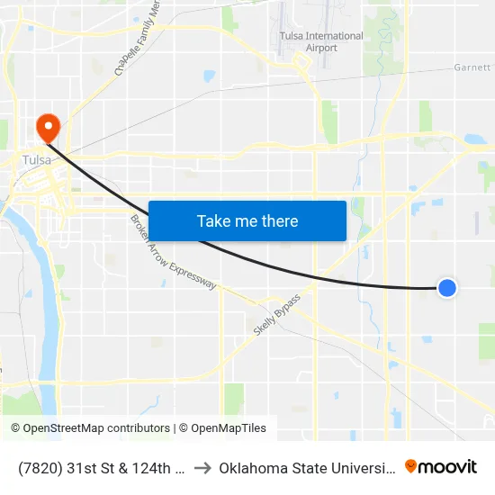 (7820) 31st St & 124th E Ave Eb to Oklahoma State University - Tulsa map