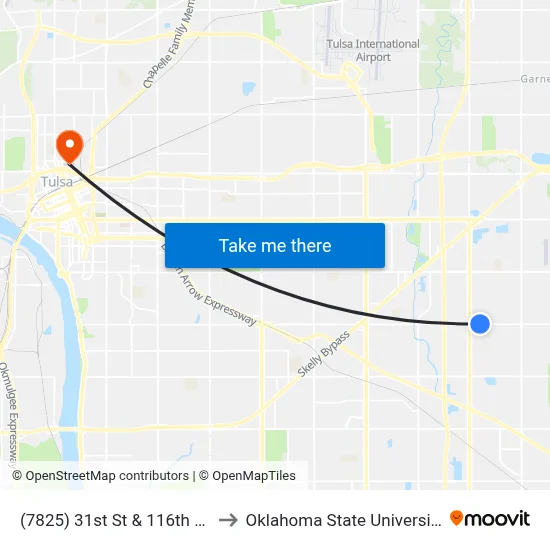 (7825) 31st St & 116th E Ave Wb to Oklahoma State University - Tulsa map