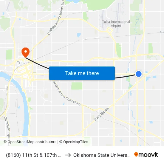 (8160) 11th St & 107th E Ave Wb to Oklahoma State University - Tulsa map