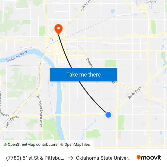 (7780) 51st St & Pittsburg Ave Wb to Oklahoma State University - Tulsa map