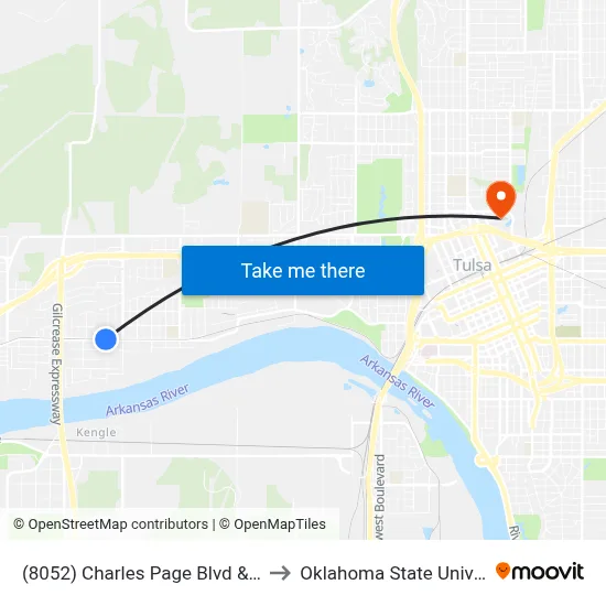 (8052) Charles Page Blvd & 51st W Ave Wb to Oklahoma State University - Tulsa map