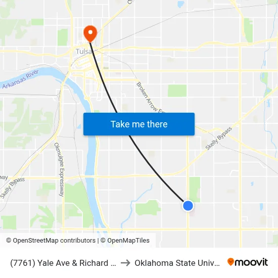 (7761) Yale Ave & Richard Shinn Blvd Nb to Oklahoma State University - Tulsa map