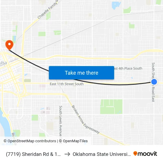 (7719) Sheridan Rd & 11th St Nb to Oklahoma State University - Tulsa map