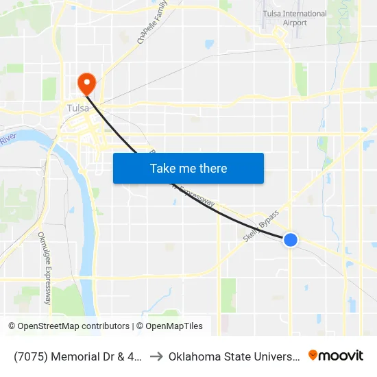 (7075) Memorial Dr & 41st St Nb to Oklahoma State University - Tulsa map