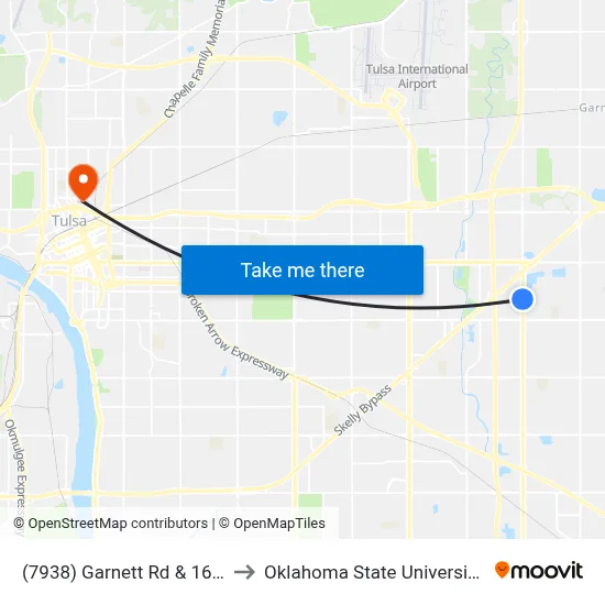 (7938) Garnett Rd & 16th St Sb to Oklahoma State University - Tulsa map