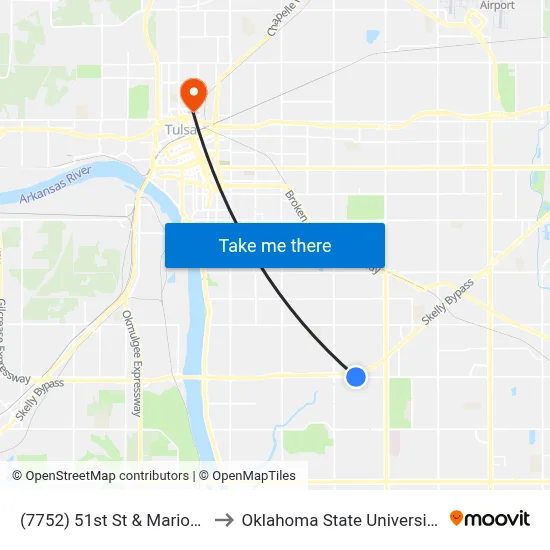 (7752) 51st St & Marion Ave Eb to Oklahoma State University - Tulsa map