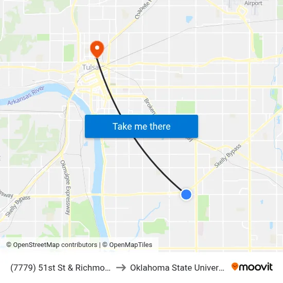 (7779) 51st St & Richmond Ave Wb to Oklahoma State University - Tulsa map
