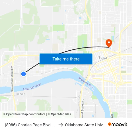 (8086) Charles Page Blvd & 51st W Ave Eb to Oklahoma State University - Tulsa map