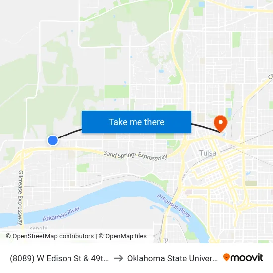 (8089) W Edison St & 49th W Ave Eb to Oklahoma State University - Tulsa map
