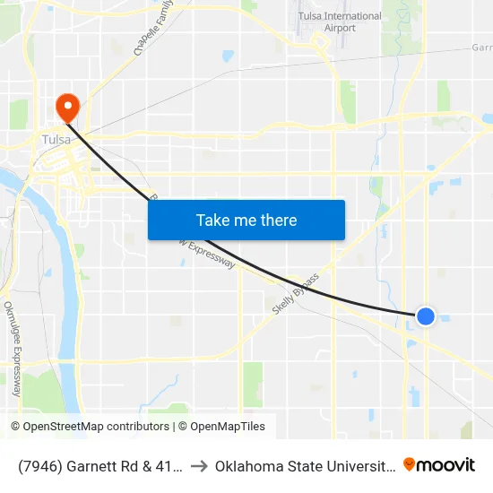 (7946) Garnett Rd & 41st St Sb to Oklahoma State University - Tulsa map