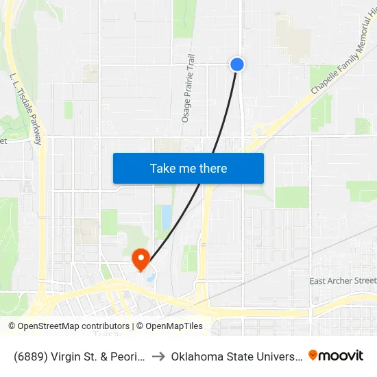 (6889) Virgin St. & Peoria Ave. Wb to Oklahoma State University - Tulsa map