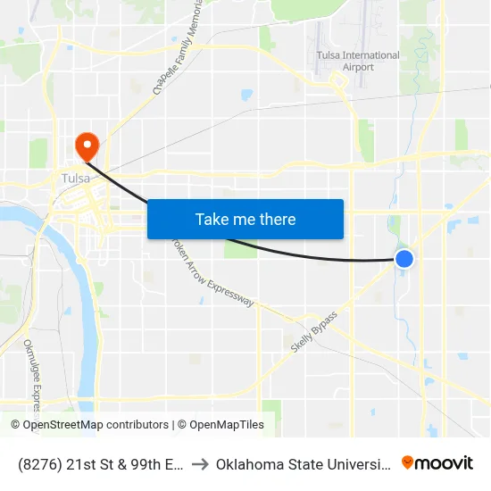 (8276) 21st St & 99th E Ave Wb to Oklahoma State University - Tulsa map