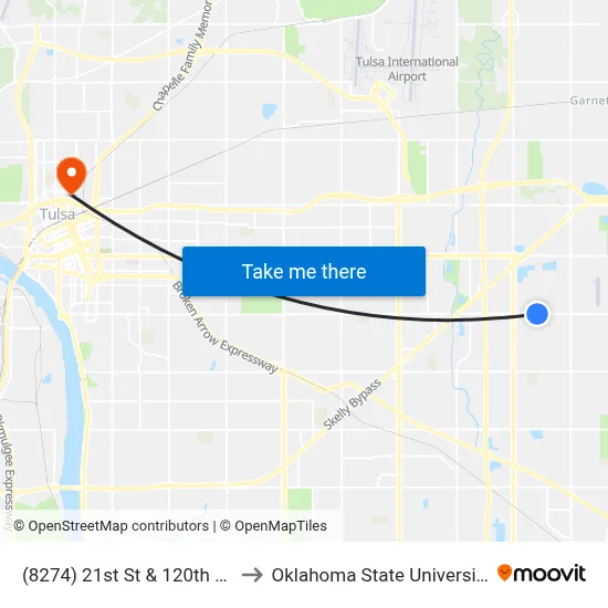 (8274) 21st St & 120th E Ave Wb to Oklahoma State University - Tulsa map