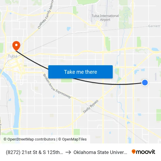 (8272) 21st St & S 125th E Ave Wb to Oklahoma State University - Tulsa map