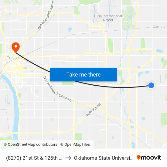 (8270) 21st St & 125th E Ave Eb to Oklahoma State University - Tulsa map