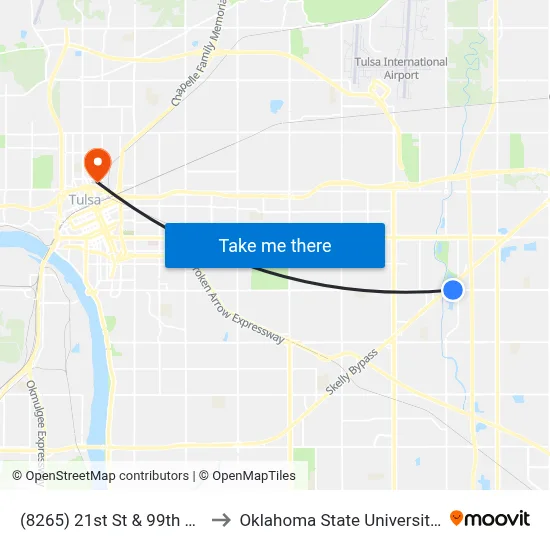 (8265) 21st St & 99th E Ave Eb to Oklahoma State University - Tulsa map
