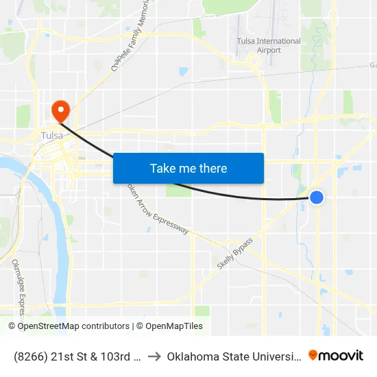 (8266) 21st St & 103rd E Ave Eb to Oklahoma State University - Tulsa map