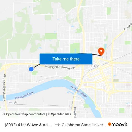 (8092) 41st W Ave & Admiral Blvd Eb to Oklahoma State University - Tulsa map