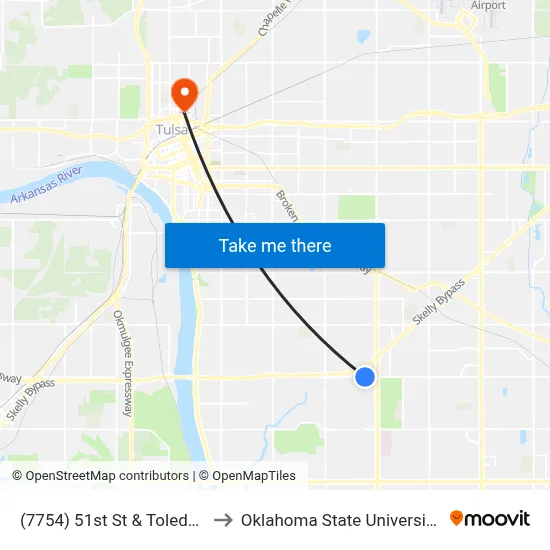 (7754) 51st St & Toledo Ave Eb to Oklahoma State University - Tulsa map