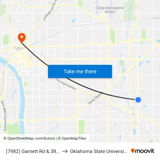 (7982) Garnett Rd & 38th St Nb to Oklahoma State University - Tulsa map