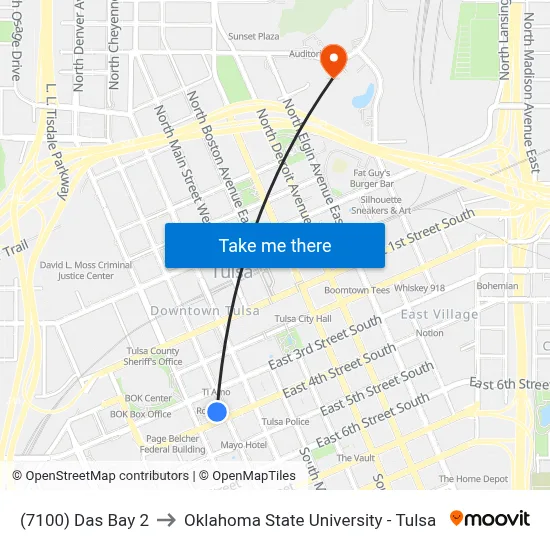 (7100) Das Bay 2 to Oklahoma State University - Tulsa map