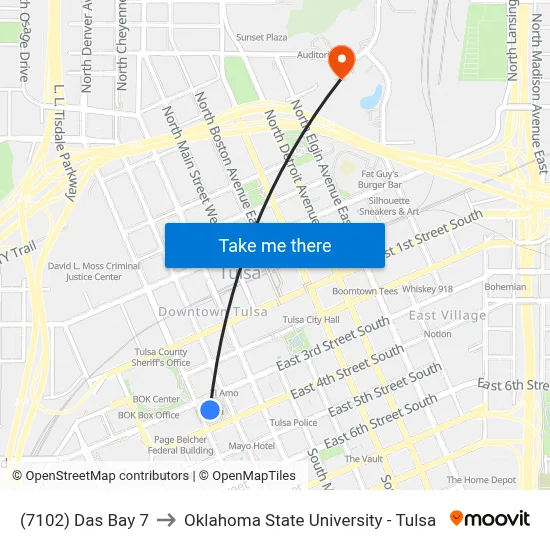 (7102) Das Bay 7 to Oklahoma State University - Tulsa map