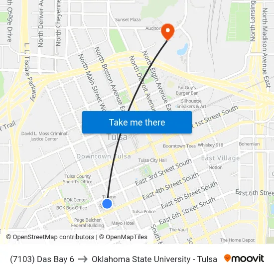 (7103) Das Bay 6 to Oklahoma State University - Tulsa map