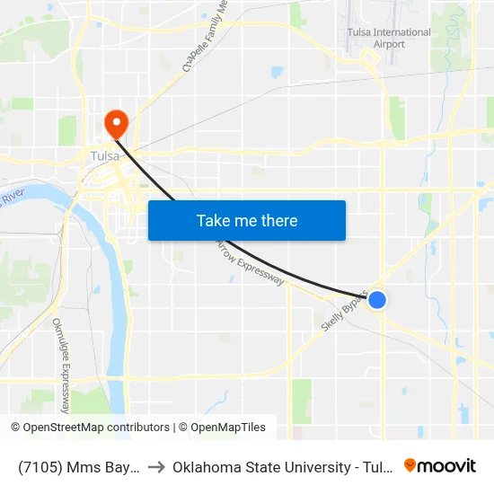 (7105) Mms Bay 2 to Oklahoma State University - Tulsa map