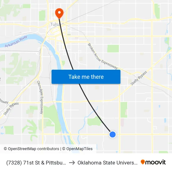 (7328) 71st St & Pittsburg Ave Eb to Oklahoma State University - Tulsa map