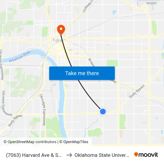 (7063) Harvard Ave & Skelly Dr Nb to Oklahoma State University - Tulsa map