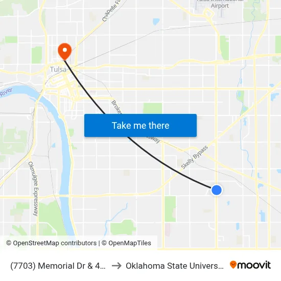 (7703) Memorial Dr & 49th St Nb to Oklahoma State University - Tulsa map